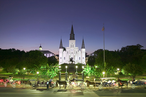 Saint Louis Cathedral, Jackson Square, French Quarter (Vieux Carre), New Orleans, Louisiana.
