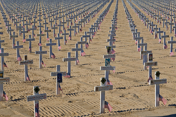 The original Arlington West Memorial, Santa Barbara, California.